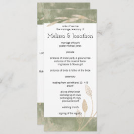 Bröllopsprogrammet guld Sage Grönt Blommigt  Program