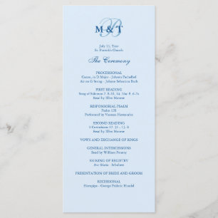 Bröllopsprogrammet Himmel Blue Monogram Program