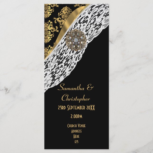 Bröllopsprogrammet i den svarta dammen, vita snöre program (Framsida)