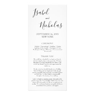 Bröllopsprogrammet Isabella Simple Modern Calligra Reklamkort