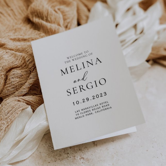 Bröllopsprogrammet Kalligrafi, svart och vitt, map Program (Skapare uppladdad)