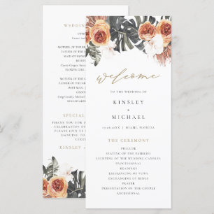 Bröllopsprogrammet KINSLEY Boho Terracotta Blommig Meny