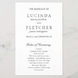 Bröllopsprogrammet Klassisk budget för elegant  Flygblad