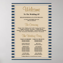 Bröllopsprogrammet Klassiskt blått Rand i ram Poster