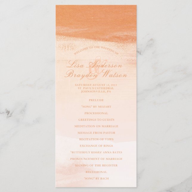 Bröllopsprogrammet Koral och Persika vattenfärg Tv Program (Framsida)