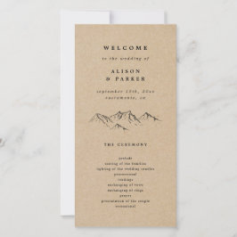 Bröllopsprogrammet Kraft Hand-dragen Mountain Gräs