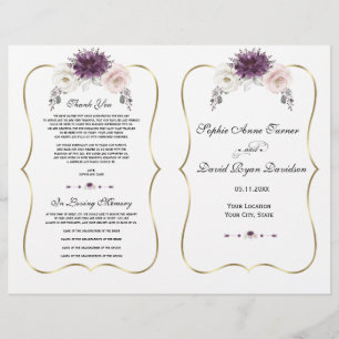 Bröllopsprogrammet Lavender Rosa White Blommigt Gu