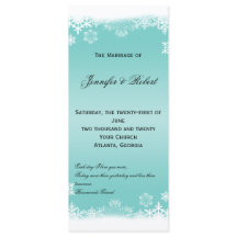 Bröllopsprogrammet Light Blue and White Snöflingor