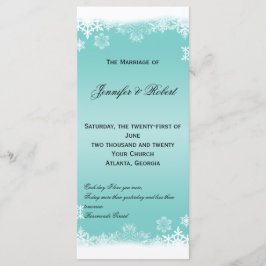 Bröllopsprogrammet Light Blue and White Snöflingor Program