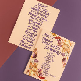 Bröllopsprogrammet lila - höstfärg Löv Program