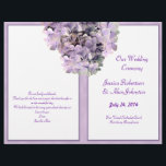 Bröllopsprogrammet lila Hydrangea Template<br><div class="desc">Lila hydrangea-vikta bröllopsprogram-mall. Söt lavender-blommigt med anpassningsbar på 4 sidor (2 sidor). Ta med ett meddelande från paret på sista sidan. Fold på halv sida efter köpet. **Använda den här projektionsytan avslutar,  vit papper endast eftersom glans inte fungerar bra när den viks.</div>