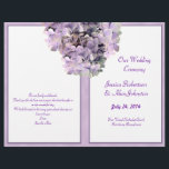 Bröllopsprogrammet lila Hydrangea Template<br><div class="desc">Lila hydrangea-vikta bröllopsprogram-mall. Söt lavender-blommigt med anpassningsbar på 4 sidor (2 sidor). Ta med ett meddelande från paret på sista sidan. Fold på halv sida efter köpet. **Använda den här projektionsytan avslutar,  vit papper endast eftersom glans inte fungerar bra när den viks.</div>