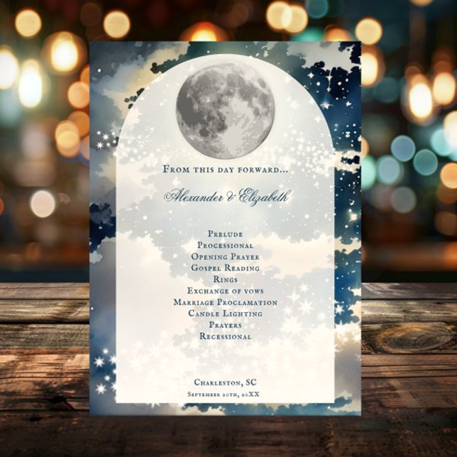 Bröllopsprogrammet Lunar Night Himmel (Lunar Night Sky Wedding Program)