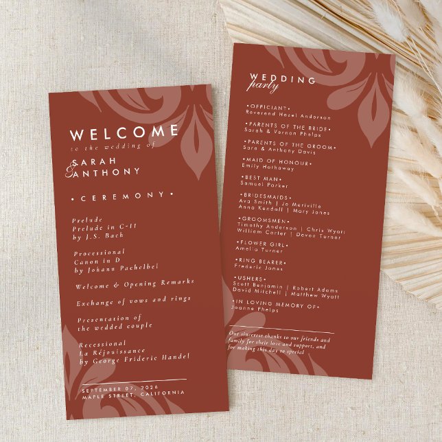 Bröllopsprogrammet LushSienna Elegant Damask LushS (Skapare uppladdad)