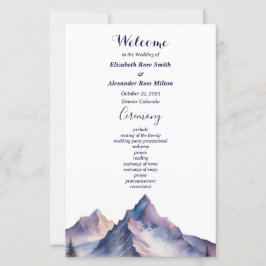 bröllopsprogrammet med berg täckta av snö