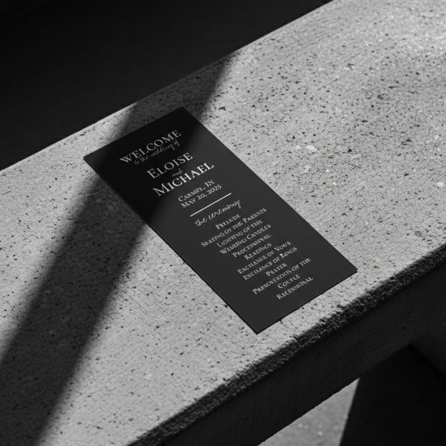 Bröllopsprogrammet Minimalistisk handskriven elega (Elegant Minimalist Handwritten Wedding Program)