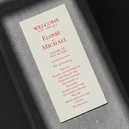 Bröllopsprogrammet Minimalistisk handskriven elega