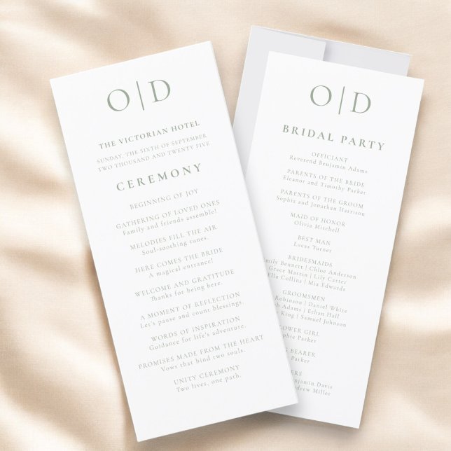 Bröllopsprogrammet Minimalistisk typografi av Grön (Skapare uppladdad)