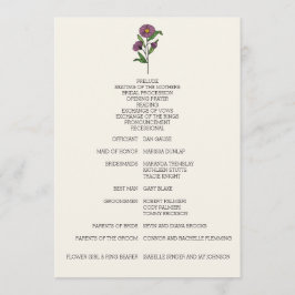 Bröllopsprogrammet Minimalistiskt Lila Aster Program