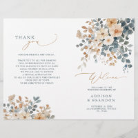 Bröllopsprogrammet Mjuk Blommigt med jordad ton