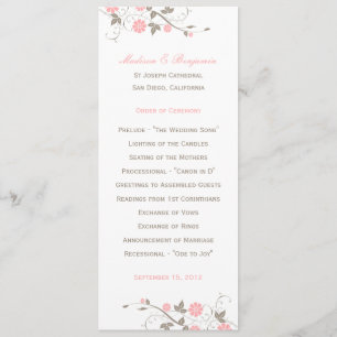Bröllopsprogrammet Modern Blommigt - Mjuk Rosa Program