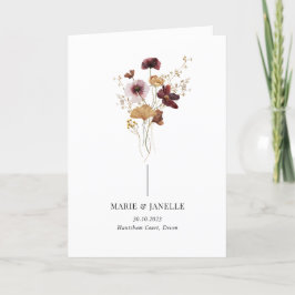 Bröllopsprogrammet Modern Boho Burgundy Wildblommy Program