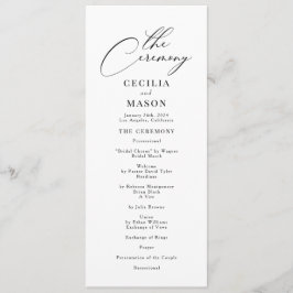 Bröllopsprogrammet Modern Calligraphy Black & Whit Program