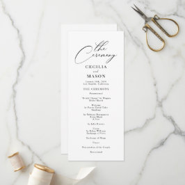 Bröllopsprogrammet Modern Calligraphy Black & Whit Program