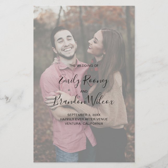 Bröllopsprogrammet Modern Elegant Photo Budget Flygblad (Framsidan)