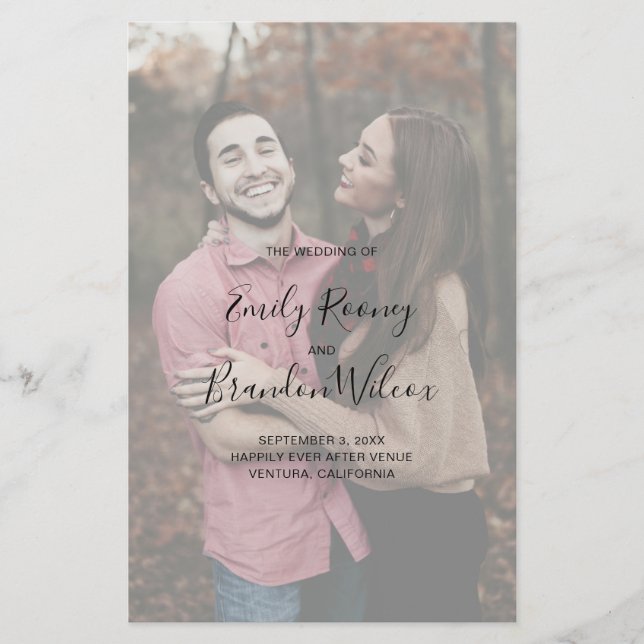 Bröllopsprogrammet Modern Elegant Photo Budget Flygblad (Framsidan)