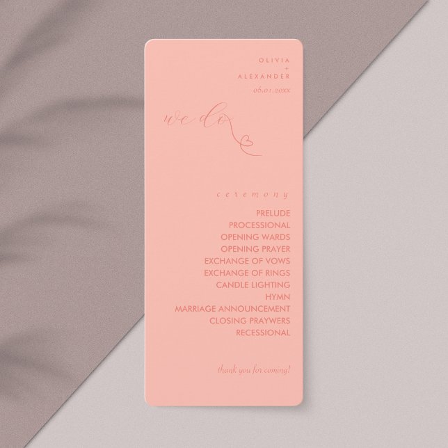 Bröllopsprogrammet Modern färgblock | Light Coral (Skapare uppladdad)