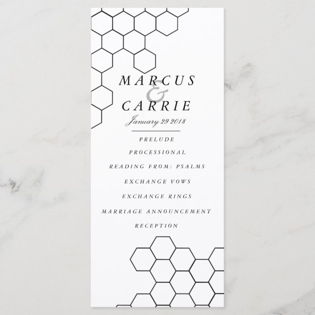 Bröllopsprogrammet Modern Honeycomb Program (Framsida)