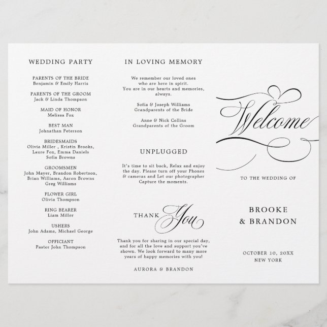 Bröllopsprogrammet Modern kalligrafi - tidlös svar (Framsida)