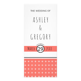 Bröllopsprogrammet Modern levande koralltypografi Reklamkort