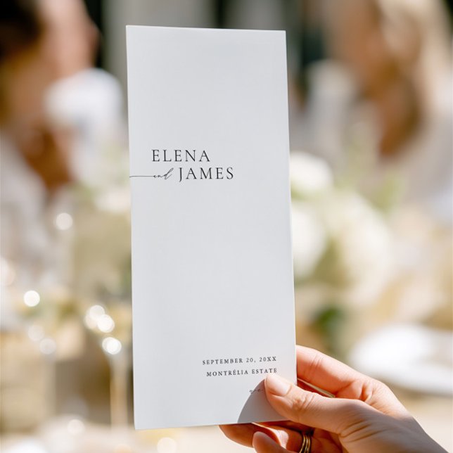 Bröllopsprogrammet Modern minimalist Black & White Program (Modern Minimalist Black & White Wedding Program)