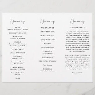 Bröllopsprogrammet Modern minimalist Trifold Reklamblad