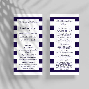Bröllopsprogrammet Modern Navy Blue & White Rand Reklamkort
