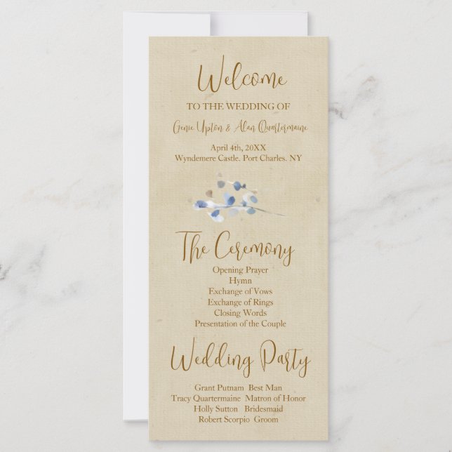 Bröllopsprogrammet Modern Pansy (Framsida)