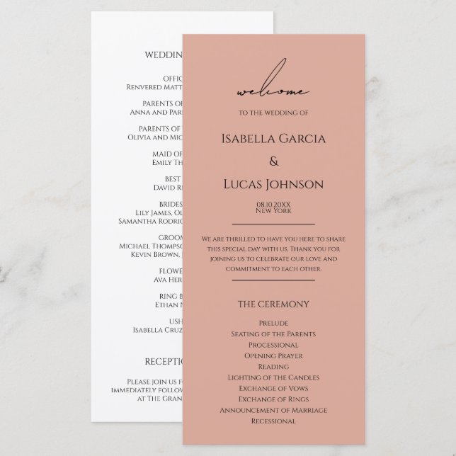 Bröllopsprogrammet Modern Personlig Photo (Fram/baksida)