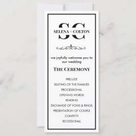 Bröllopsprogrammet Modern tidslös svartvitt