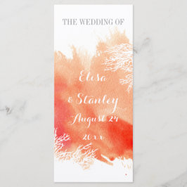 Bröllopsprogrammet Modern vattenfärgkorallrev Program