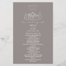 Bröllopsprogrammet Mountains Line Art Amethyst