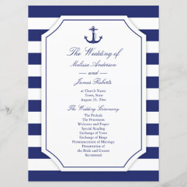 Bröllopsprogrammet Nautical Anchor Navy Blue Rand Program