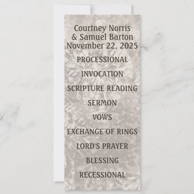 Bröllopsprogrammet Nittio "Sponge-Paediatric"-Neut (Framsida)