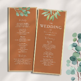 Bröllopsprogrammet Orange för Rustik bränning Program