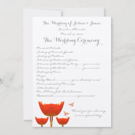 Bröllopsprogrammet orange Poppies & Humla Inbjudningar