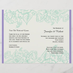 Bröllopsprogrammet Orchid och Teal Bohemian Flower