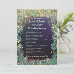 Bröllopsprogrammet Paisley Peacock Färg Program