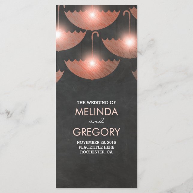 Bröllopsprogrammet Parbrella Ljus Chalk och Rosa Program (Framsida)