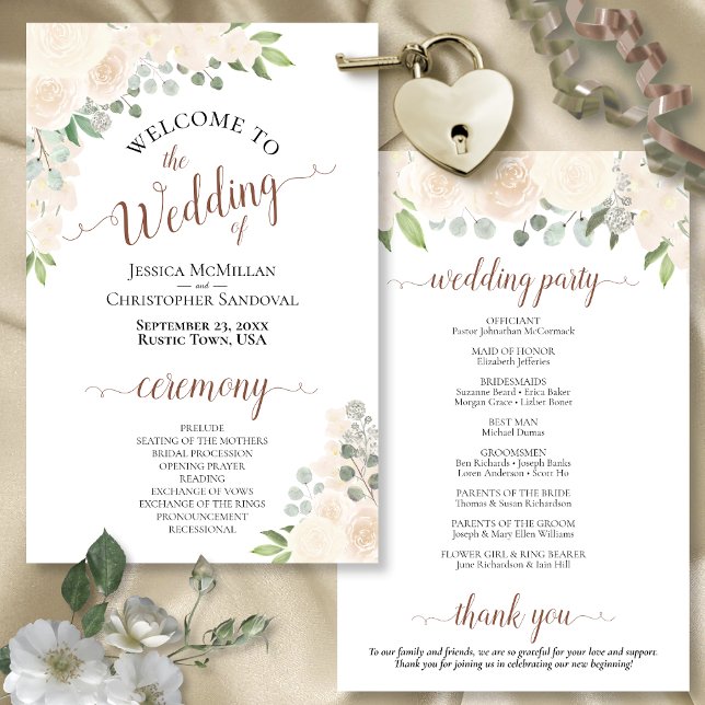 Bröllopsprogrammet  Peach Boho Blommigt Budget (In Situ Front and Back)